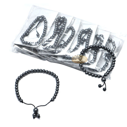 Stone Bracelet 33-Bead Hematite 6 mm Beads without Dividers Zikr