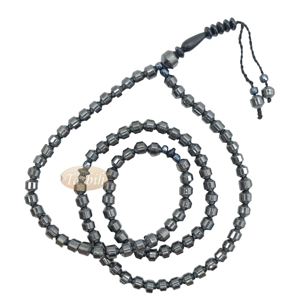 6 mm Hematite Barrel 99-Bead with Divider Tasbih Bracelets