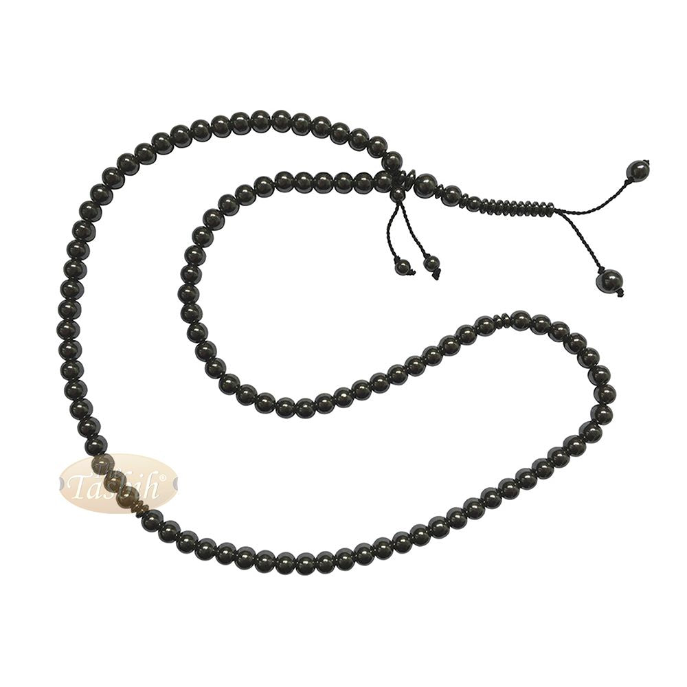 Large 99-Bead Tasbih Hematine Stone 8.5 mm Beads with Place Marker