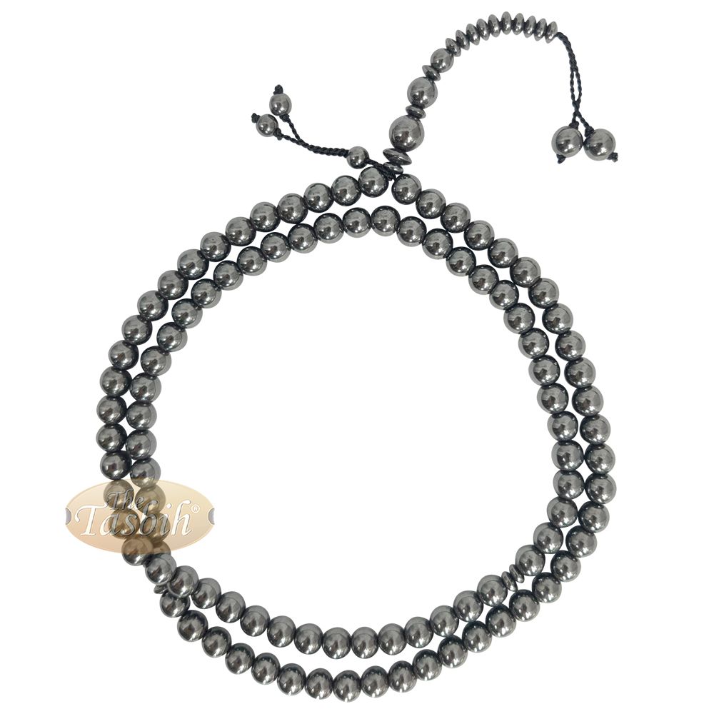 Large 99-Bead Tasbih Hematine Stone 8.5 mm Beads with Place Marker
