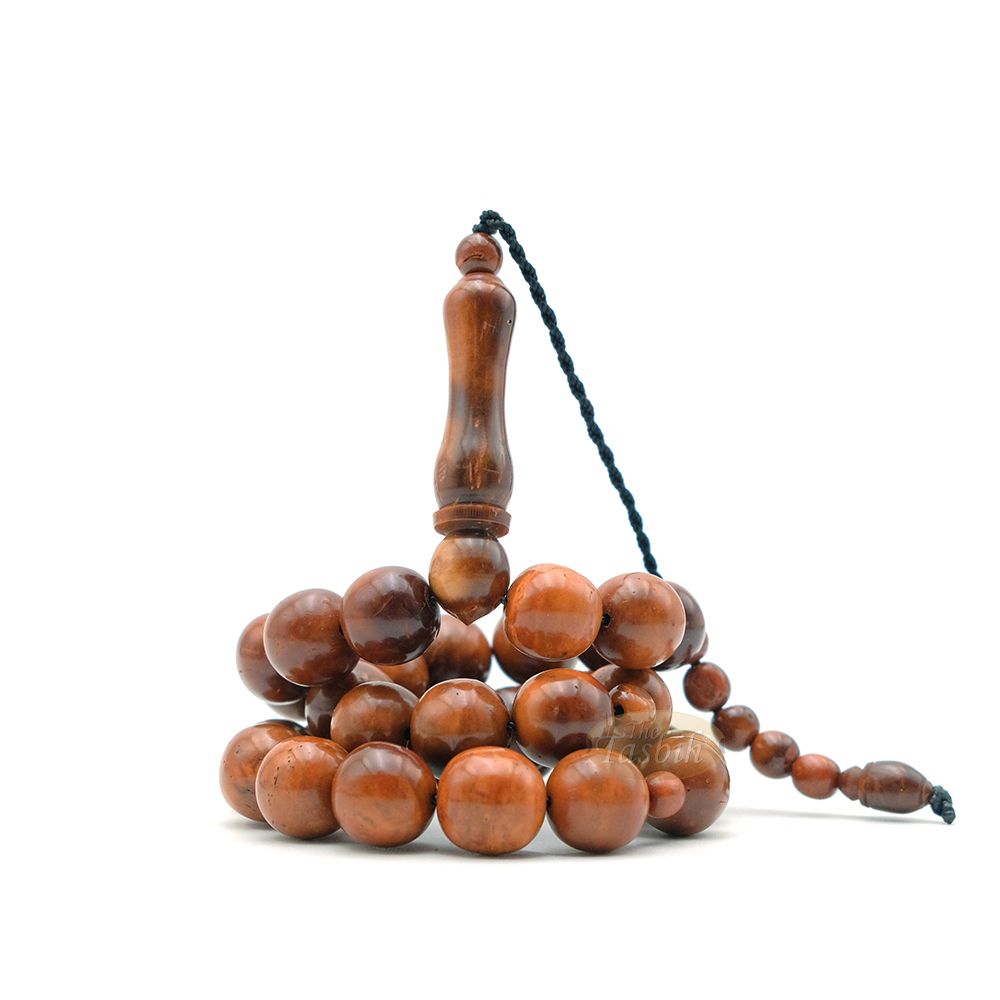 Genuine Kuka Tasbih Natural Brown Color Large 12 mm 33 Beads – Handcrafted Turkish Seed Prayer Beads Gif Boxed