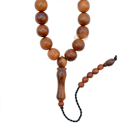 Genuine Kuka Tasbih Natural Brown Color Large 12 mm 33 Beads – Handcrafted Turkish Seed Prayer Beads Gif Boxed