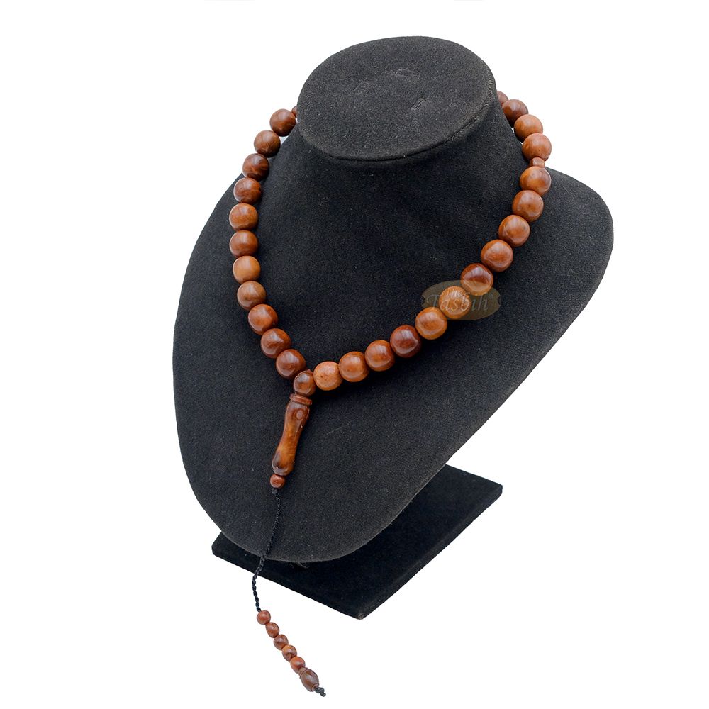 Genuine Kuka Tasbih Natural Brown Color Large 12 mm 33 Beads – Handcrafted Turkish Seed Prayer Beads Gif Boxed