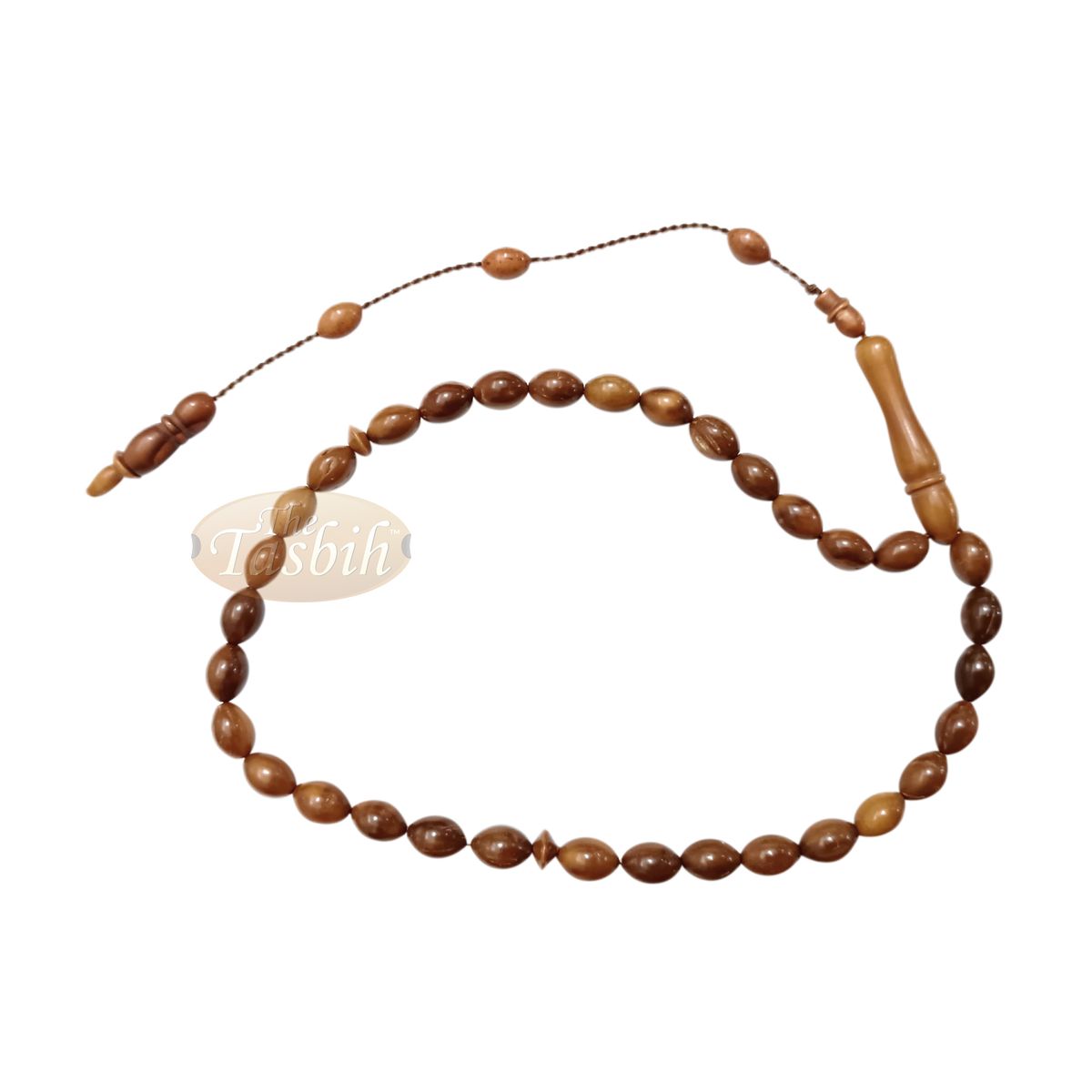 Genuine Kuka Tasbih 6×9 mm Date-Shaped – Muslim Misbaha Natural Color with 33 Beads