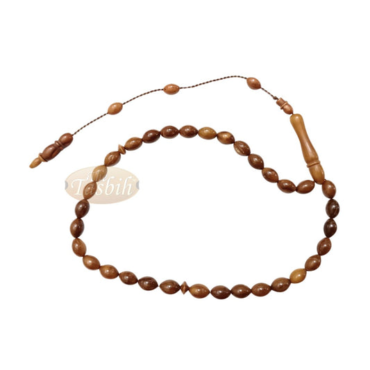 Genuine Kuka Tasbih 6×9 mm Date-Shaped – Muslim Misbaha Natural Color with 33 Beads