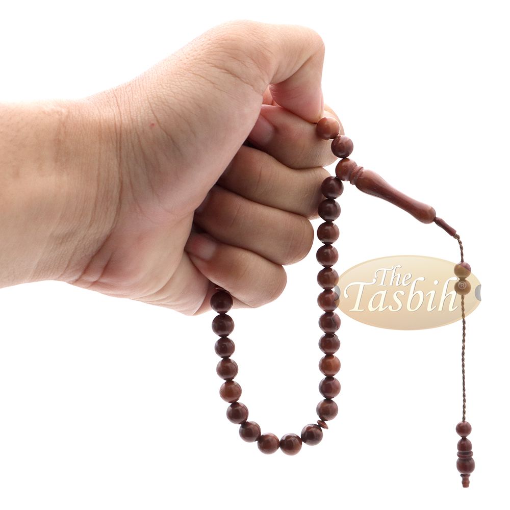 Genuine Kuka Tasbih Small 33-Ct Natural Color Islamic 8 mm Bead Handcrafted Turkish Seed Prayer Beads Sibha Misbaha Dhikr Tasbeeh Gift Boxed