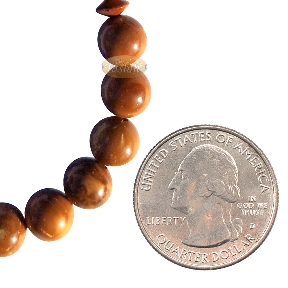 Genuine Kuka Tasbih Small 33-Ct Natural Color Islamic 8 mm Bead Handcrafted Turkish Seed Prayer Beads Sibha Misbaha Dhikr Tasbeeh Gift Boxed