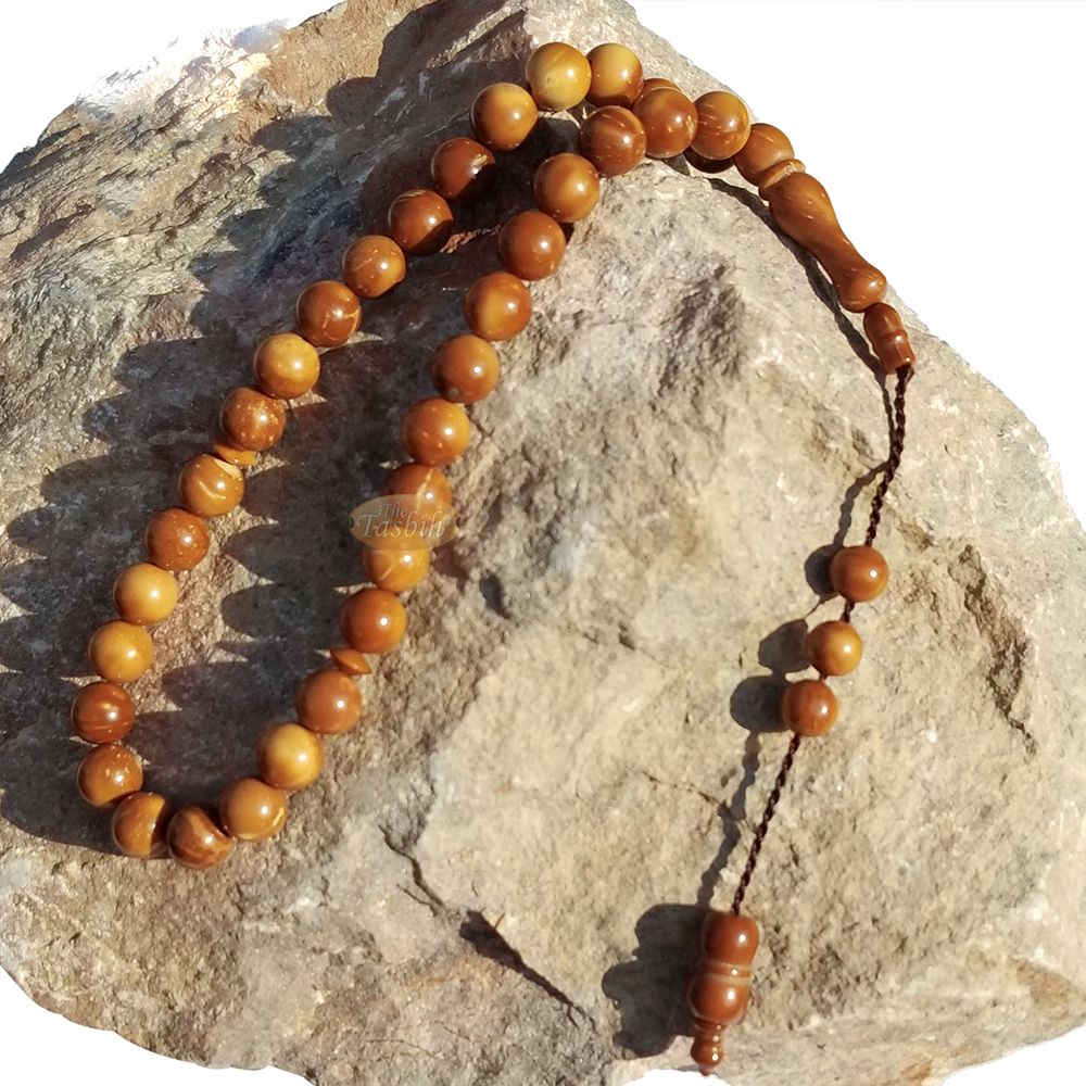 Genuine Kuka Tasbih Small 33-Ct Natural Color Islamic 8 mm Bead Handcrafted Turkish Seed Prayer Beads Sibha Misbaha Dhikr Tasbeeh Gift Boxed