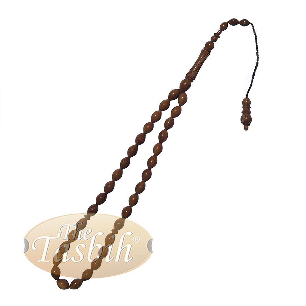 Small Oval Shape Bead 33-Bead Turkish Kuka Prayer Beads Carved Alif