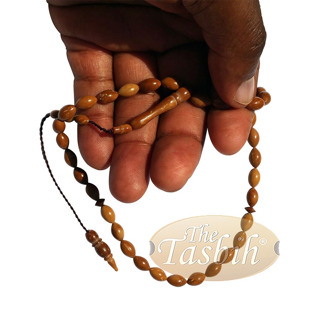 Small Kuka Tasbih 6×10 mm Date-Shaped Natural Color with 33 Beads – Limited Edition