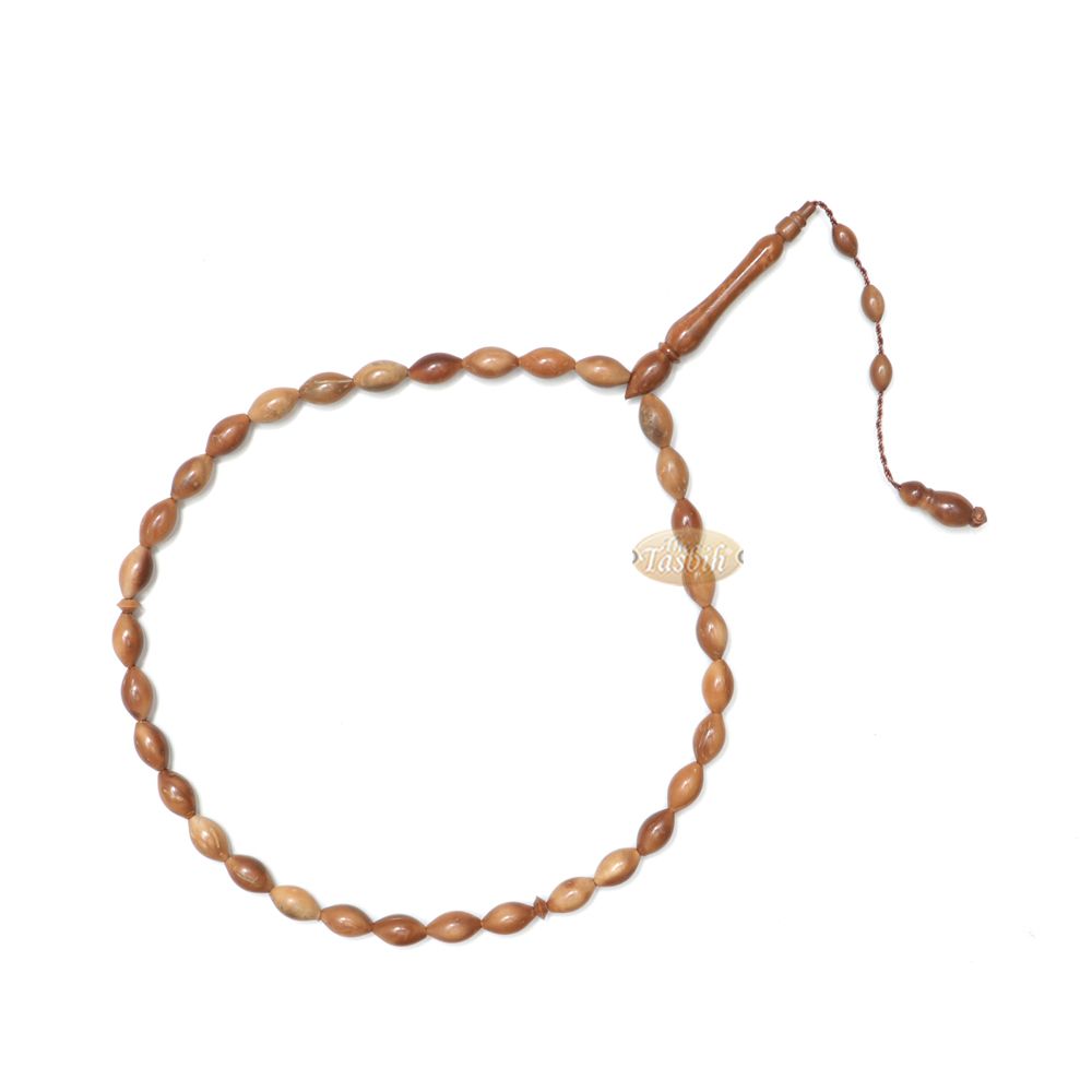 Genuine Kuka Tasbih – 8×10 mm Small 33-Bead Long Tapered Oval Shaped Natural Color