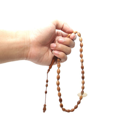Genuine Kuka Tasbih – 8×10 mm Small 33-Bead Long Tapered Oval Shaped Natural Color