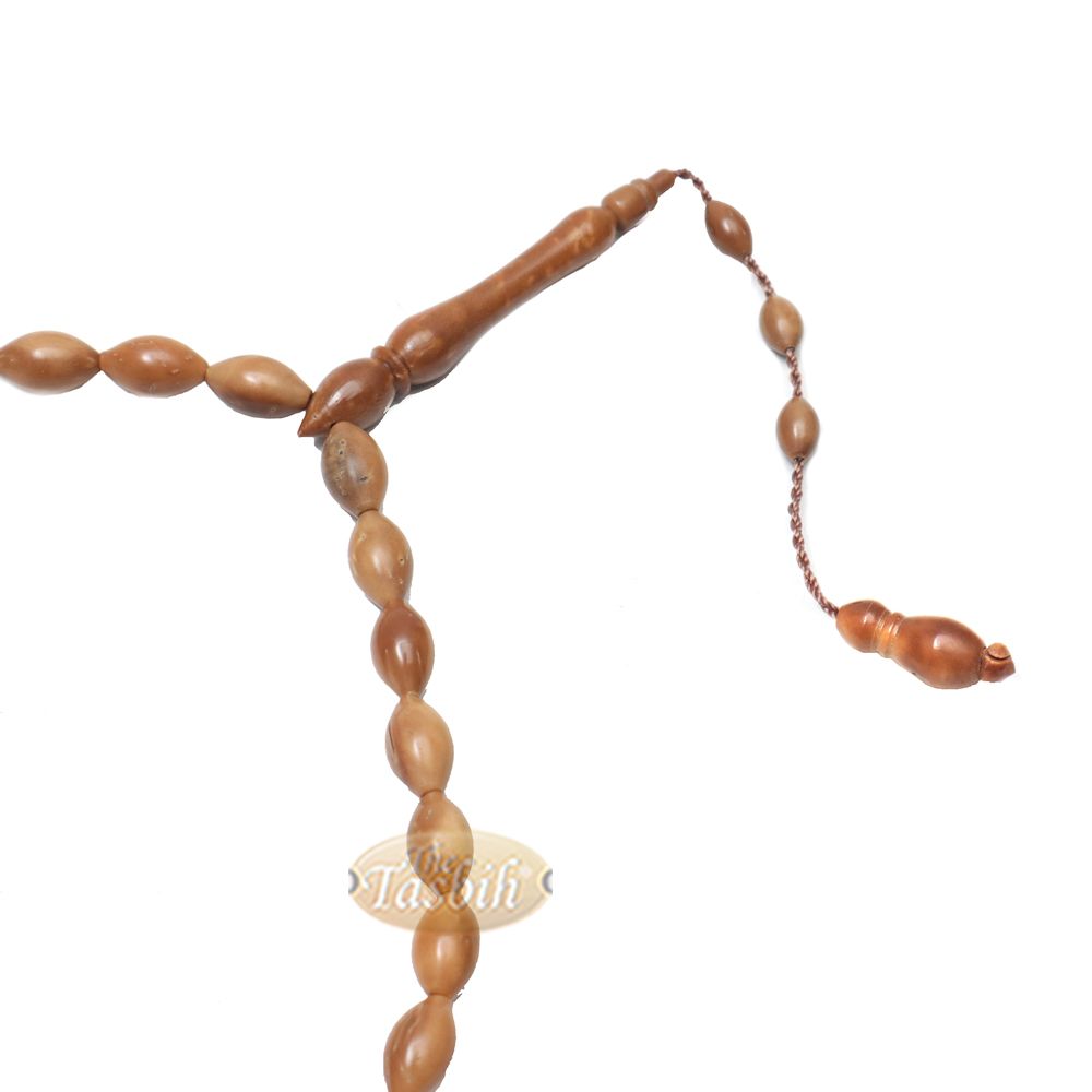 Genuine Kuka Tasbih – 8×10 mm Small 33-Bead Long Tapered Oval Shaped Natural Color
