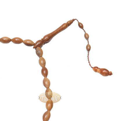 Genuine Kuka Tasbih – 8×10 mm Small 33-Bead Long Tapered Oval Shaped Natural Color