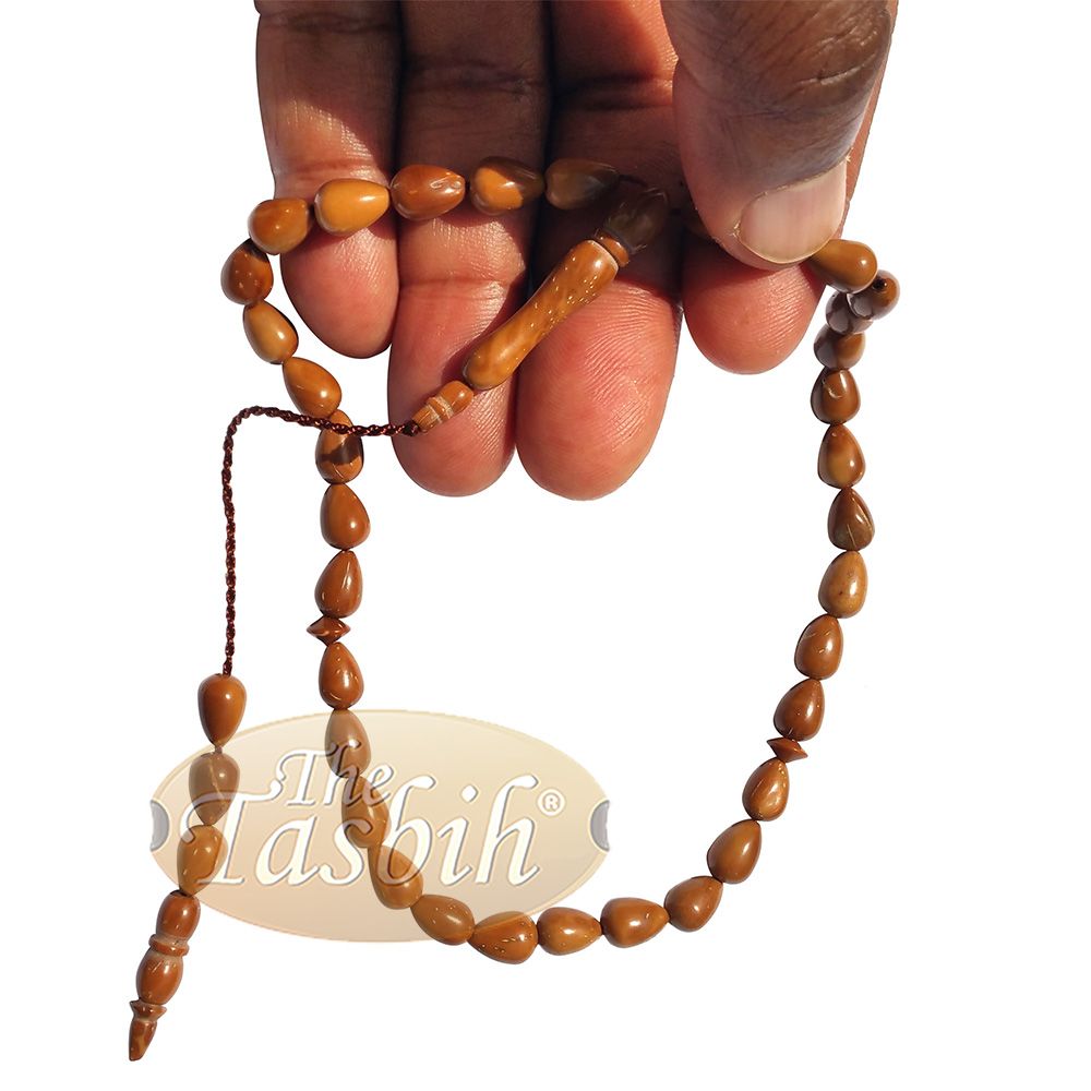 High Quality 7×10 mm Pear Shape Natural Kuka Koka Color 33-Bead Tasbih Subha