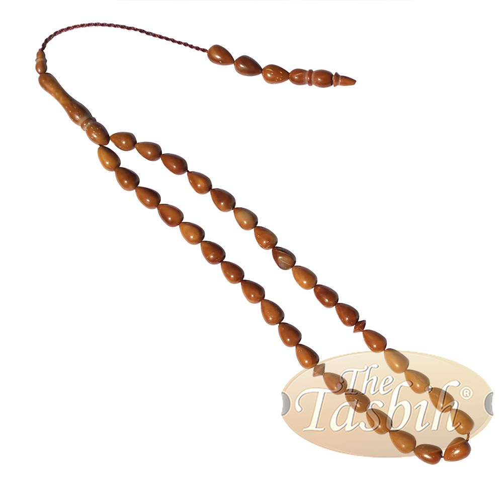 High Quality 7×10 mm Pear Shape Natural Kuka Koka Color 33-Bead Tasbih Subha