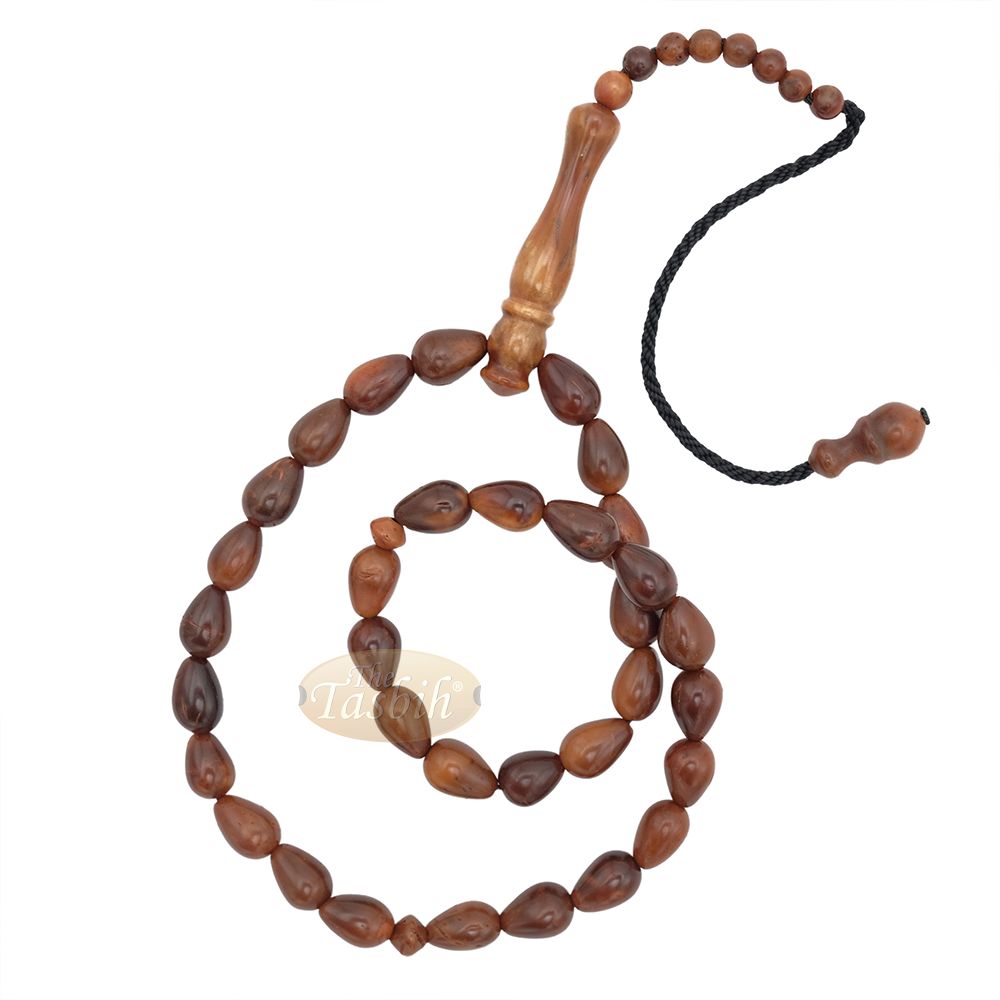Genuine Kuka Pear Shape 33-bead Misbaha – Natural 7x10mm Muslim Prayer Beads