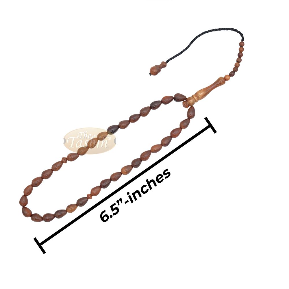 Genuine Kuka Pear Shape 33-bead Misbaha – Natural 7x10mm Muslim Prayer Beads