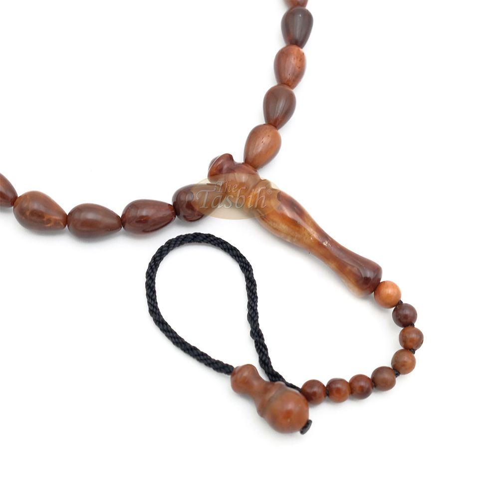 Genuine Kuka Pear Shape 33-bead Misbaha – Natural 7x10mm Muslim Prayer Beads