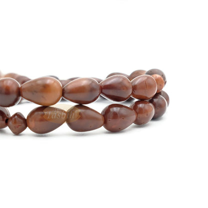 Genuine Kuka Pear Shape 33-bead Misbaha – Natural 7x10mm Muslim Prayer Beads