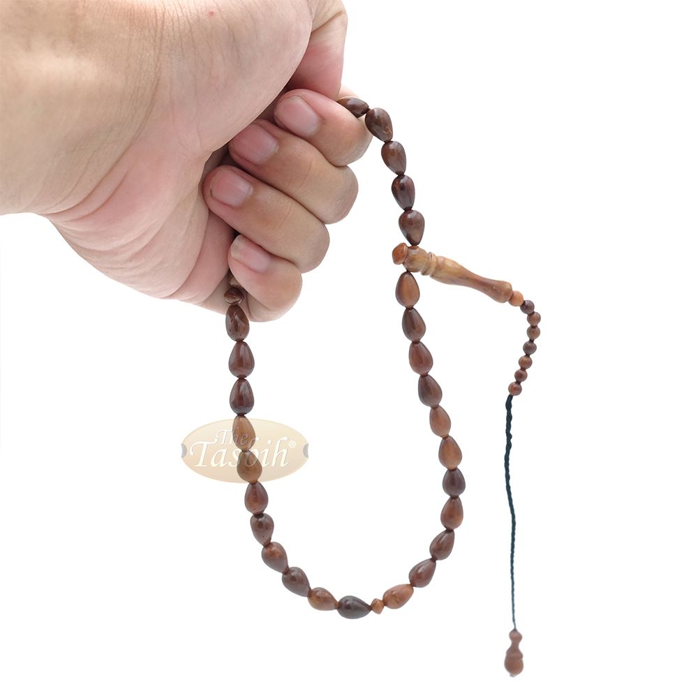 Genuine Kuka Pear Shape 33-bead Misbaha – Natural 7x10mm Muslim Prayer Beads