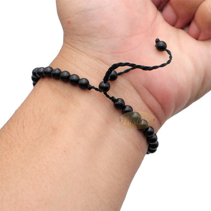 Small Kuka 33ct Tasbih Bracelet – Handcrafted 5 mm Round Genuine Black Color Seed Prayer Rosary Beads in Gift Box
