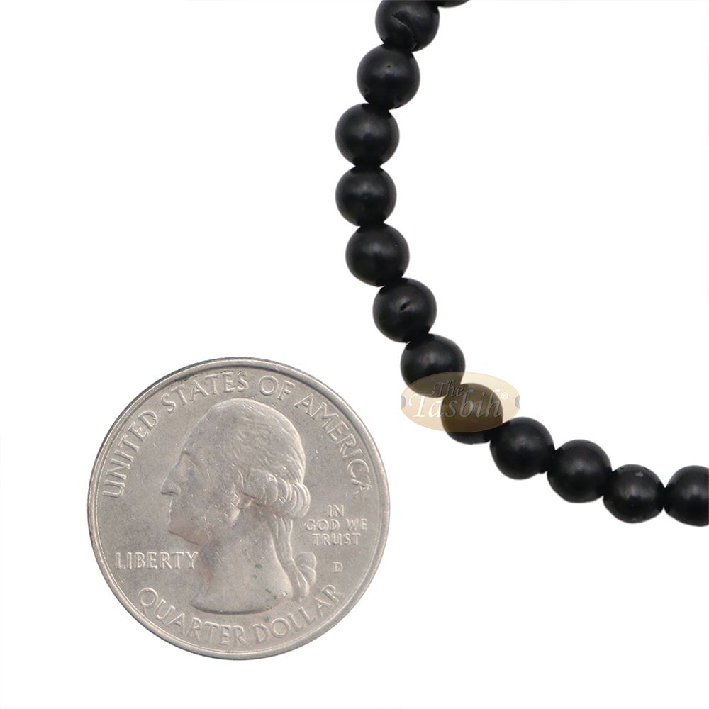 Small Kuka 33ct Tasbih Bracelet – Handcrafted 5 mm Round Genuine Black Color Seed Prayer Rosary Beads in Gift Box