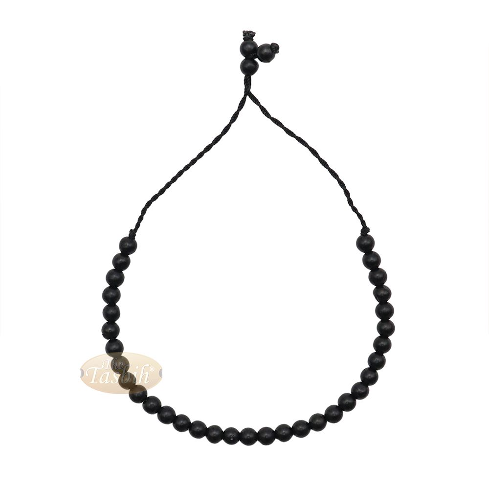 Small Kuka 33ct Tasbih Bracelet – Handcrafted 5 mm Round Genuine Black Color Seed Prayer Rosary Beads in Gift Box