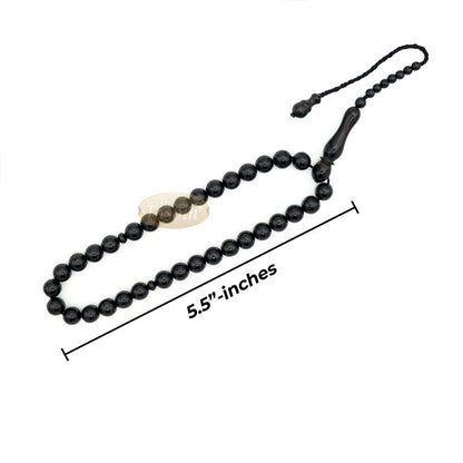 Black Kuka 33ct Tasbih Prayer Beads – Handcrafted 9 mm Round Genuine Natural Color Shiny Seed Rosary Beads in Gift Box