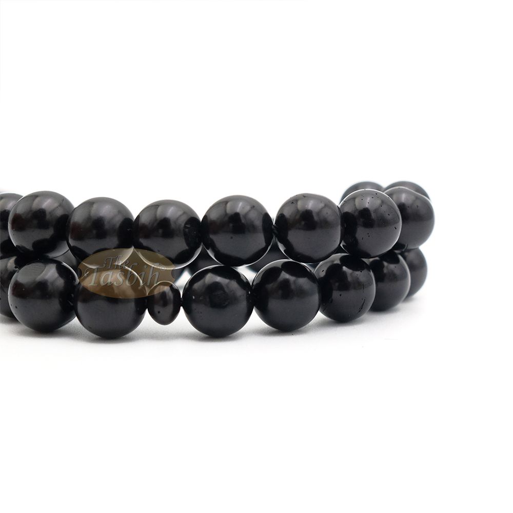 Black Kuka 33ct Tasbih Prayer Beads – Handcrafted 9 mm Round Genuine Natural Color Shiny Seed Rosary Beads in Gift Box