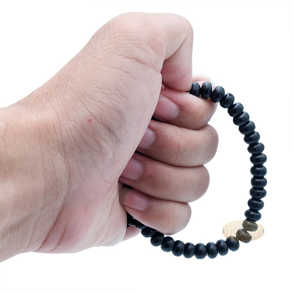Small Black Kuka 33ct Tasbih Bracelet – Adjustable Handcrafted 5×8 mm Short Barrel Genuine Seed Misbaha in Gift Box