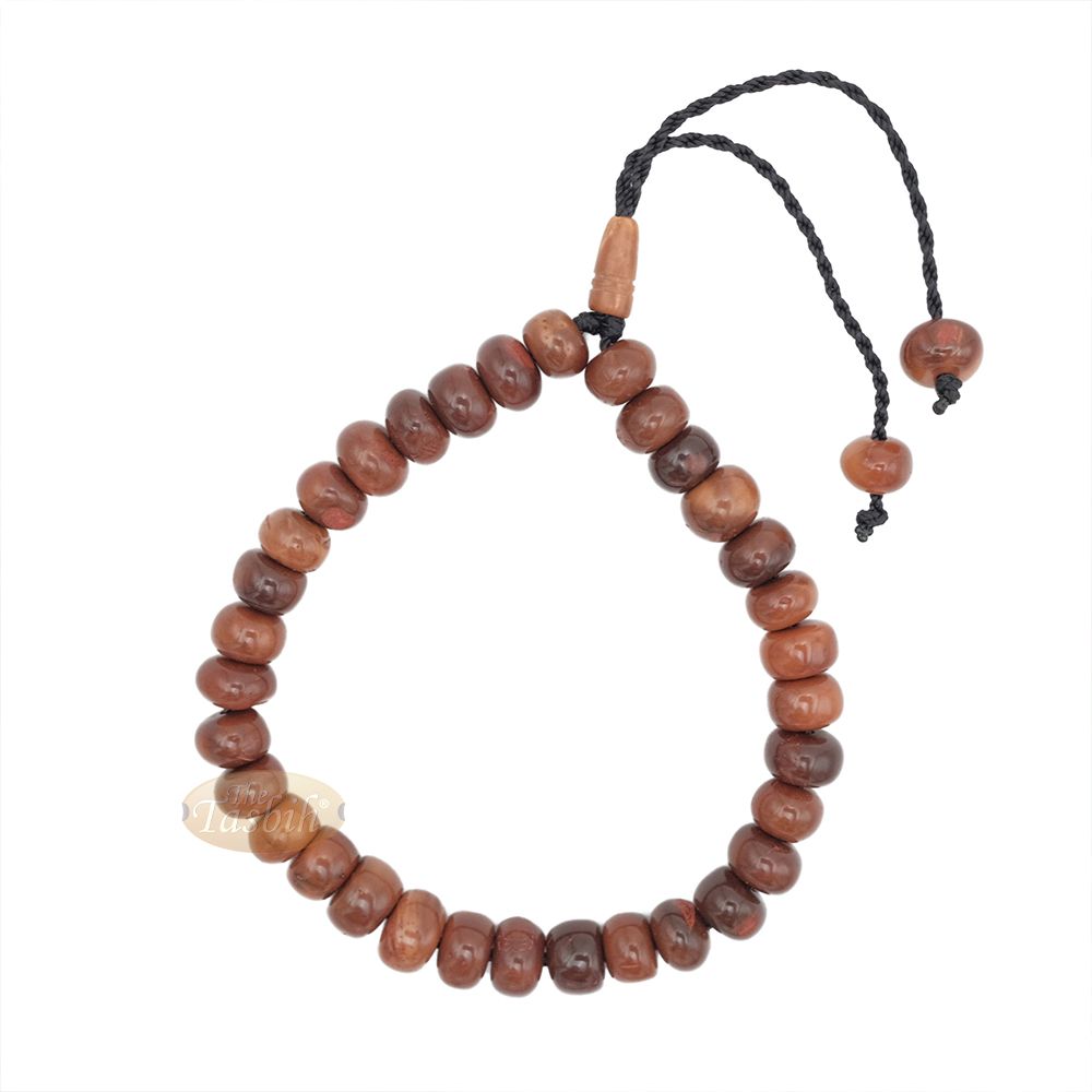 Small Kuka 33ct Tasbih Prayer Beads – Adjustable Handcrafted 5×8 mm Short Barrel Genuine Natural Color Shiny Seed Rosary Beads in Gift Box