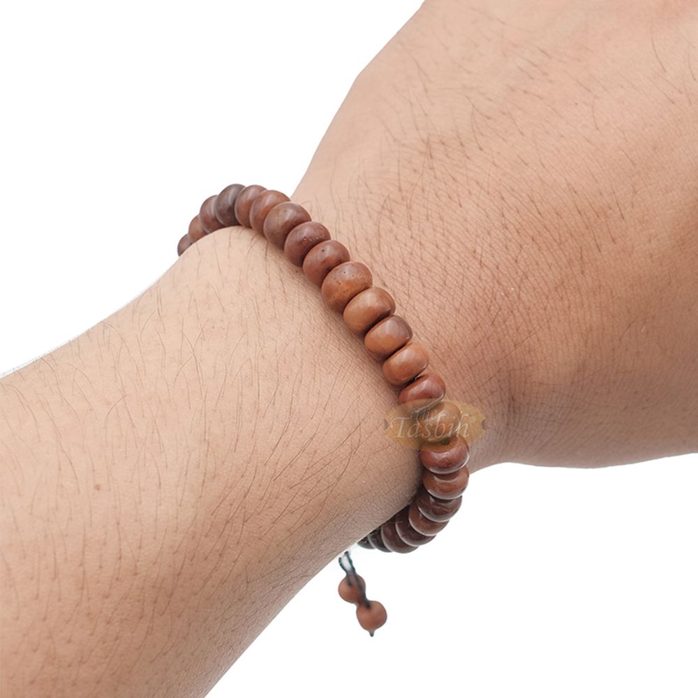 Small Kuka 33ct Tasbih Prayer Beads – Adjustable Handcrafted 5×8 mm Short Barrel Genuine Natural Color Shiny Seed Rosary Beads in Gift Box