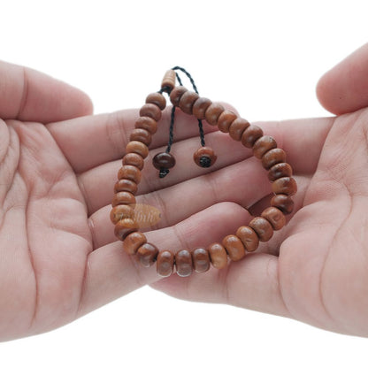 Small Kuka 33ct Tasbih Prayer Beads – Adjustable Handcrafted 5×8 mm Short Barrel Genuine Natural Color Shiny Seed Rosary Beads in Gift Box