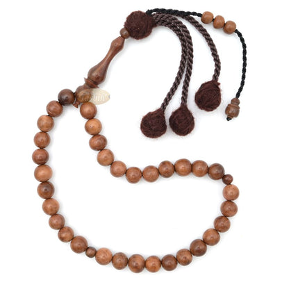 Natural Kuka 8 mm Palm Seed Tasbih – 33-bead with Brown Yarn Stops