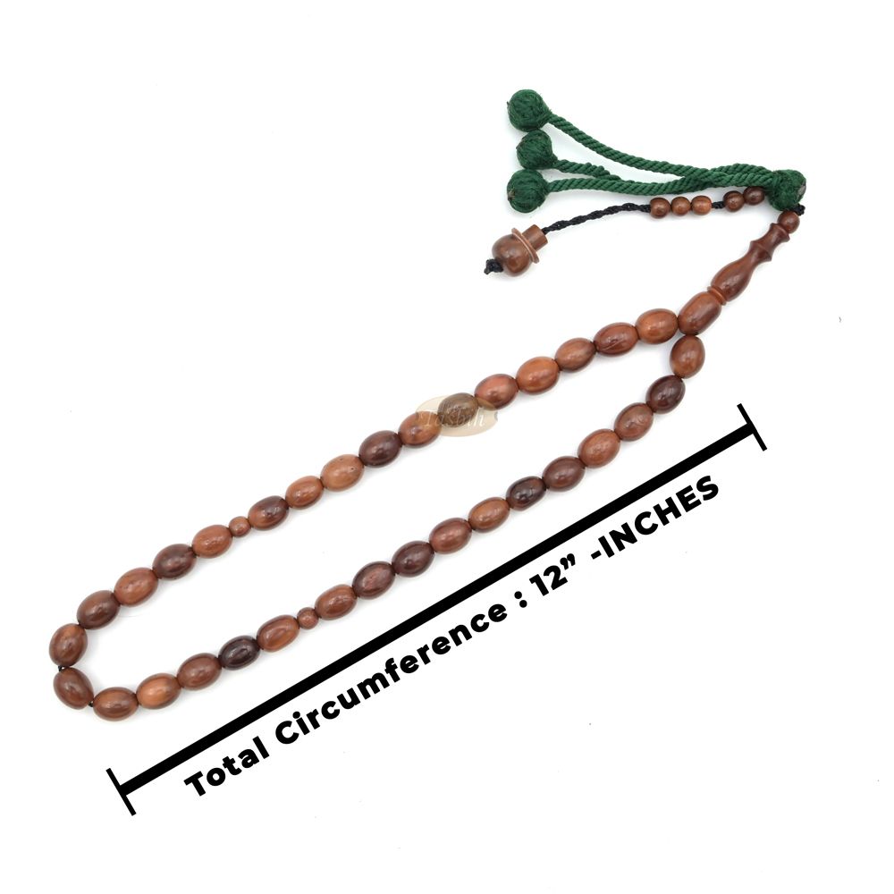 Medium 10x8mm Genuine Kuka Misbaha – Handcrafted 33-bead Muslim Prayer Beads Tasbih