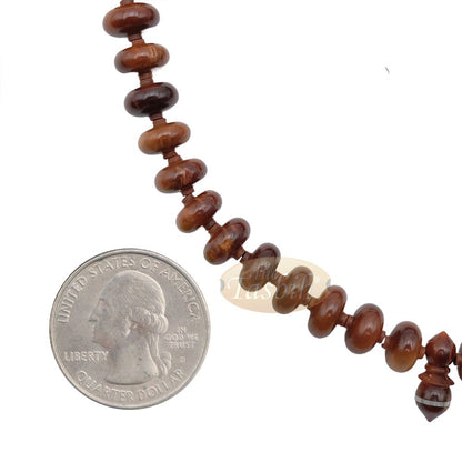 Brown Kuka 99 count Tasbih Prayer Beads – Handcrafted 5×9 mm Concave Bicone Genuine natural Color Shiny Seed Rosary Beads in Gift Box