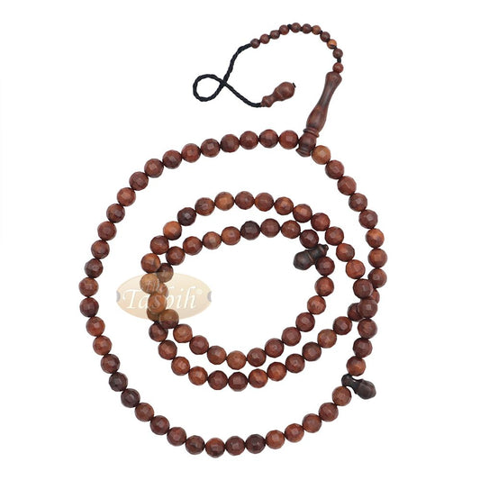 Brown Kuka 99 count Tasbih Prayer Beads – Handcrafted 9 mm Faceted Genuine natural Color Shiny Seed Rosary Beads in Gift Box