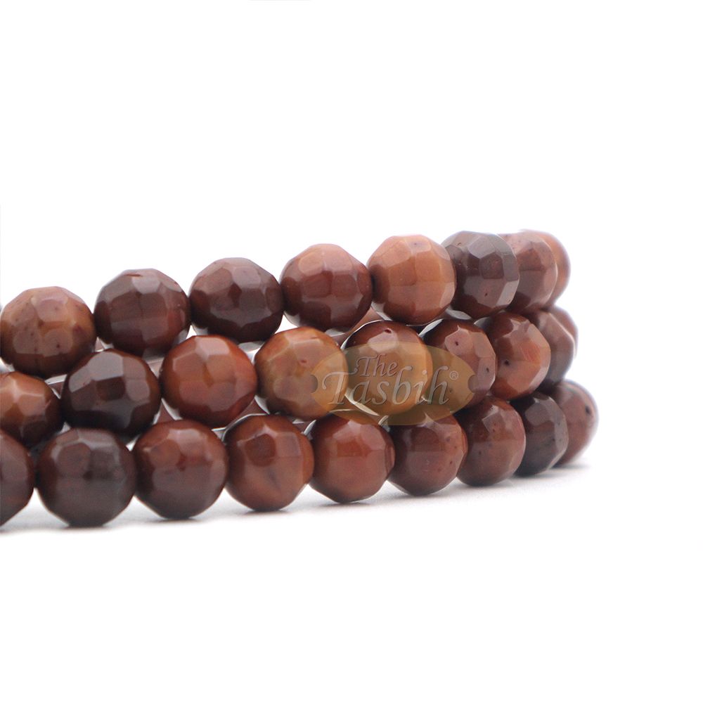 Brown Kuka 99 count Tasbih Prayer Beads – Handcrafted 9 mm Faceted Genuine natural Color Shiny Seed Rosary Beads in Gift Box
