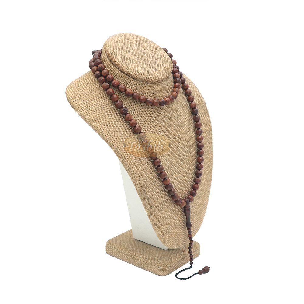 Brown Kuka 99 count Tasbih Prayer Beads – Handcrafted 9 mm Faceted Genuine natural Color Shiny Seed Rosary Beads in Gift Box