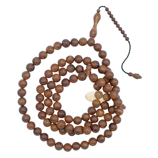 Large 12 mm Kuka Misbaha – Handcrafted 99-bead Muslim Prayer Beads Tasbih – Genuine Natural Color Shiny Seed Islamic Rosary in Gift Box