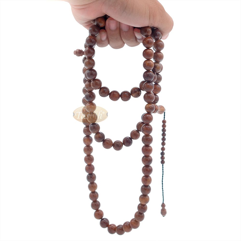 Large 12 mm Kuka Misbaha – Handcrafted 99-bead Muslim Prayer Beads Tasbih – Genuine Natural Color Shiny Seed Islamic Rosary in Gift Box