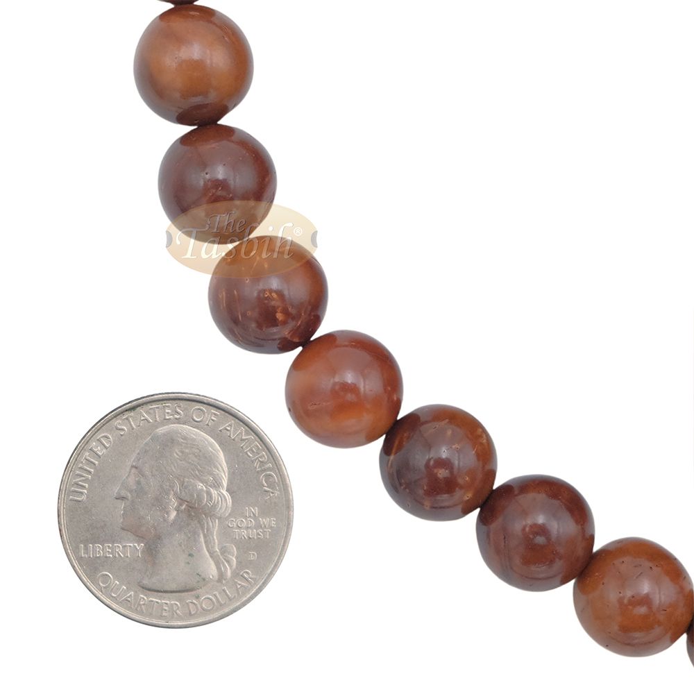 Large 12 mm Kuka Misbaha – Handcrafted 99-bead Muslim Prayer Beads Tasbih – Genuine Natural Color Shiny Seed Islamic Rosary in Gift Box