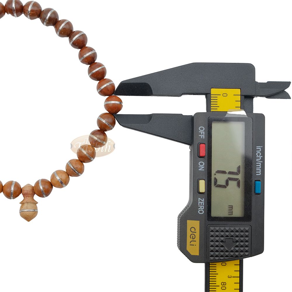 Natural Genuine Kuka Seed Tasbih Misbaha 99 count 8 mm Silver Inlay Beads Muslim Prayer Necklace