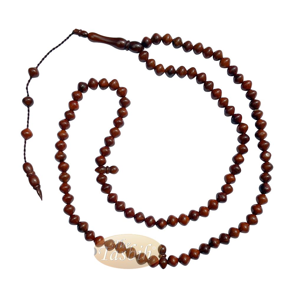 Dark Brown Saucer Shape 6×7 mm 99-Ct Turkish Style Koka Tasbih Prayer Beads