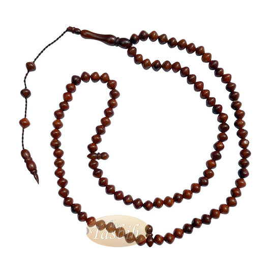 Dark Brown Saucer Shape 6×7 mm 99-Ct Turkish Style Koka Tasbih Prayer Beads
