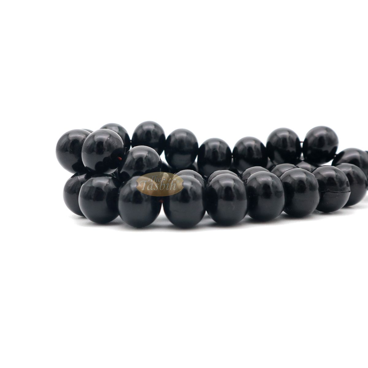 33-Bead Large 12×9.5 mm Black Monomer Tasbih 2 Chain Tassel