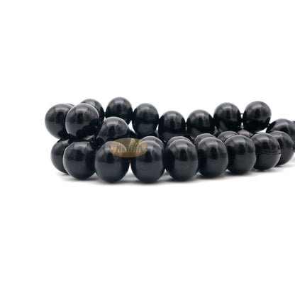33-Bead Large 12×9.5 mm Black Monomer Tasbih 2 Chain Tassel