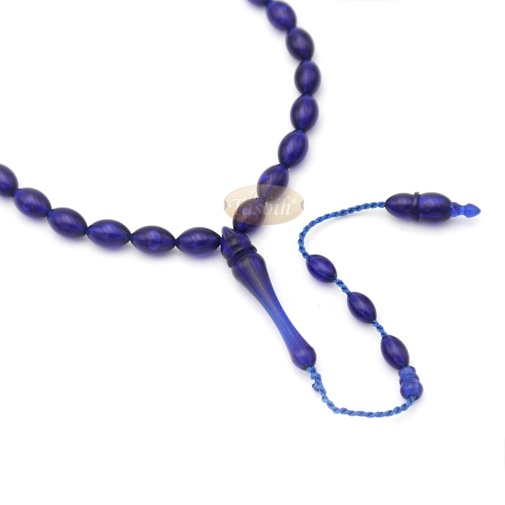 Tasbih Tapered Oval Translucent Blue 33 7×10 mm Monomer Beads