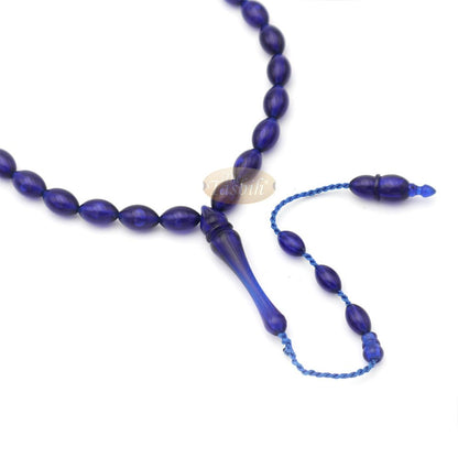 Tasbih Tapered Oval Translucent Blue 33 7×10 mm Monomer Beads